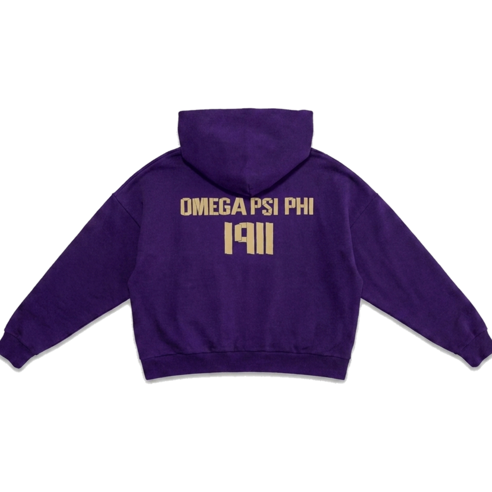 Omega Psi Phi ΩΨΦ heavyweight hoodie, back — AGVPE Studios